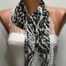 Zebra Print Scarf - Cowl with Lace Edge