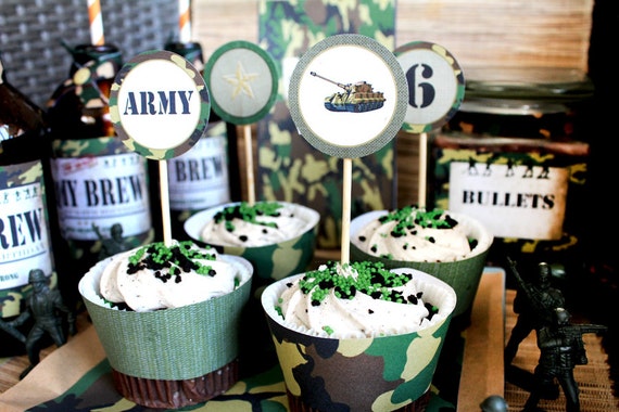 Army Men Party Circles/Cupcake Toppers - DIY PRINTABLE FILES - Boys Birthday Il_570xn