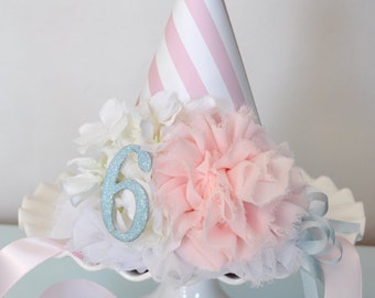 Girls Flower Ballerina Birthday Party Hat, Special Occasion
