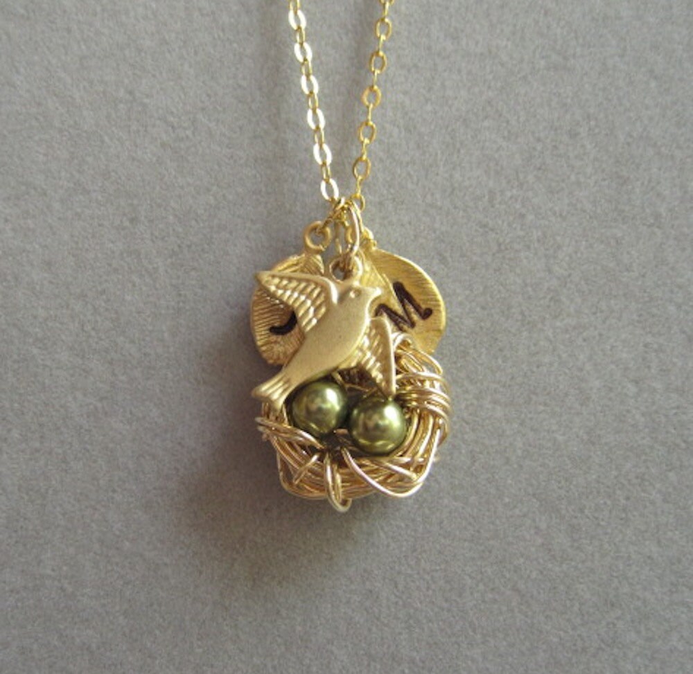 Cute little Gold egg nest 14kt gold filled by JenniferMoonJewelry
