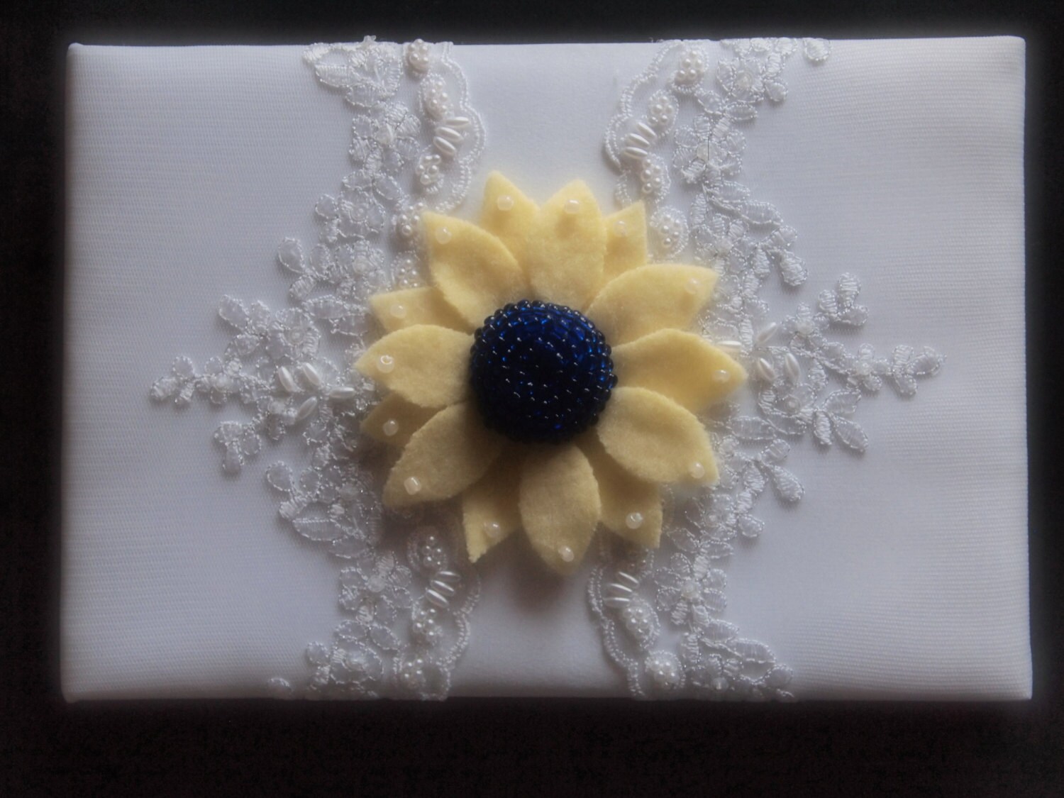 Guest Book Pen and Stand Set Wedding White or Ivory Lace