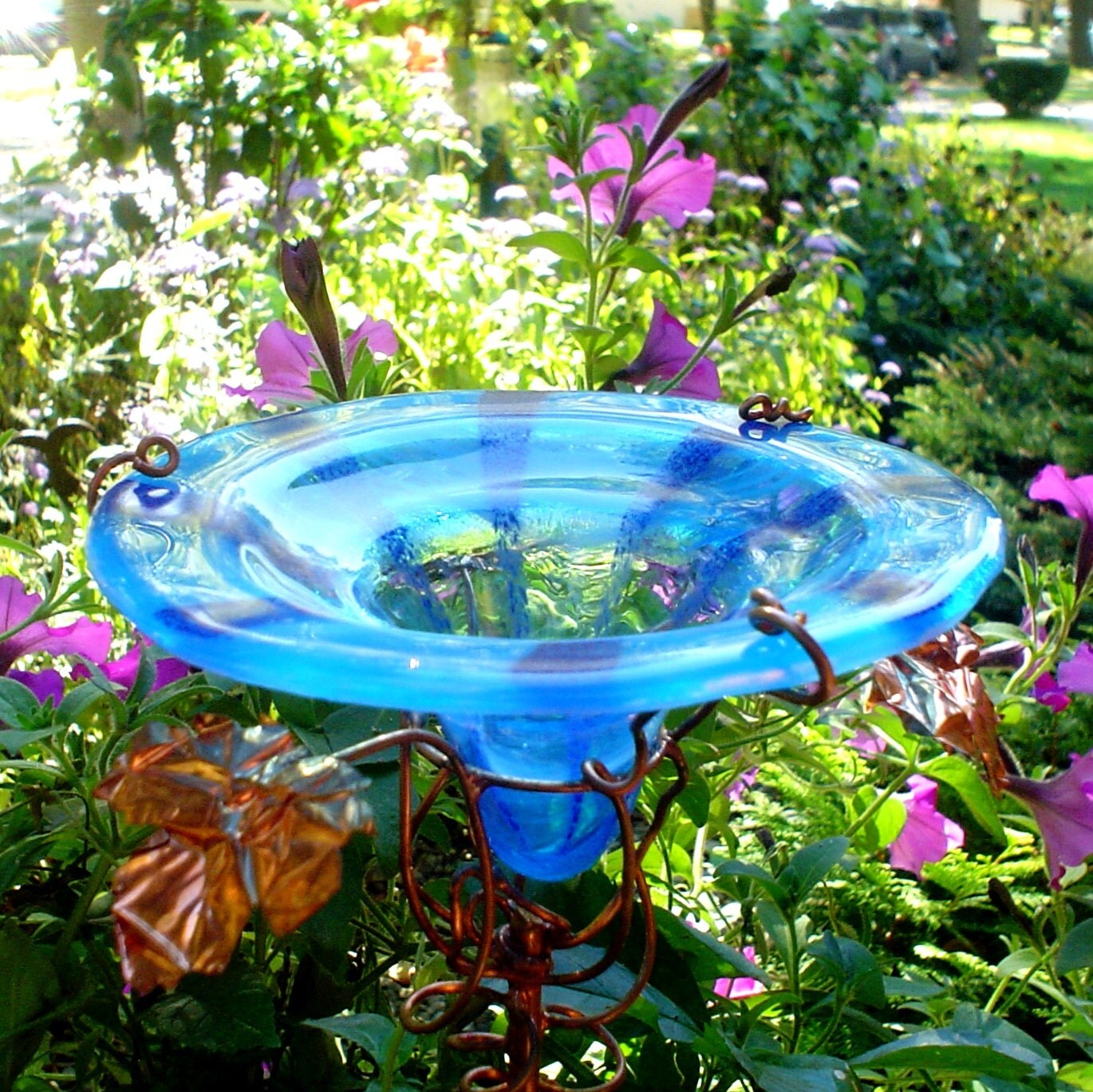 Striped BUTTERFLY FEEDER Bird Feeder stained by GloriasGlassGarden