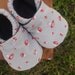 Baby Shoes for Girl or Boy - Grey/Gray with Red Mushrooms - Made to Order Sizes 0-3, 3-6, 6-12, 12-18, 18-24 months