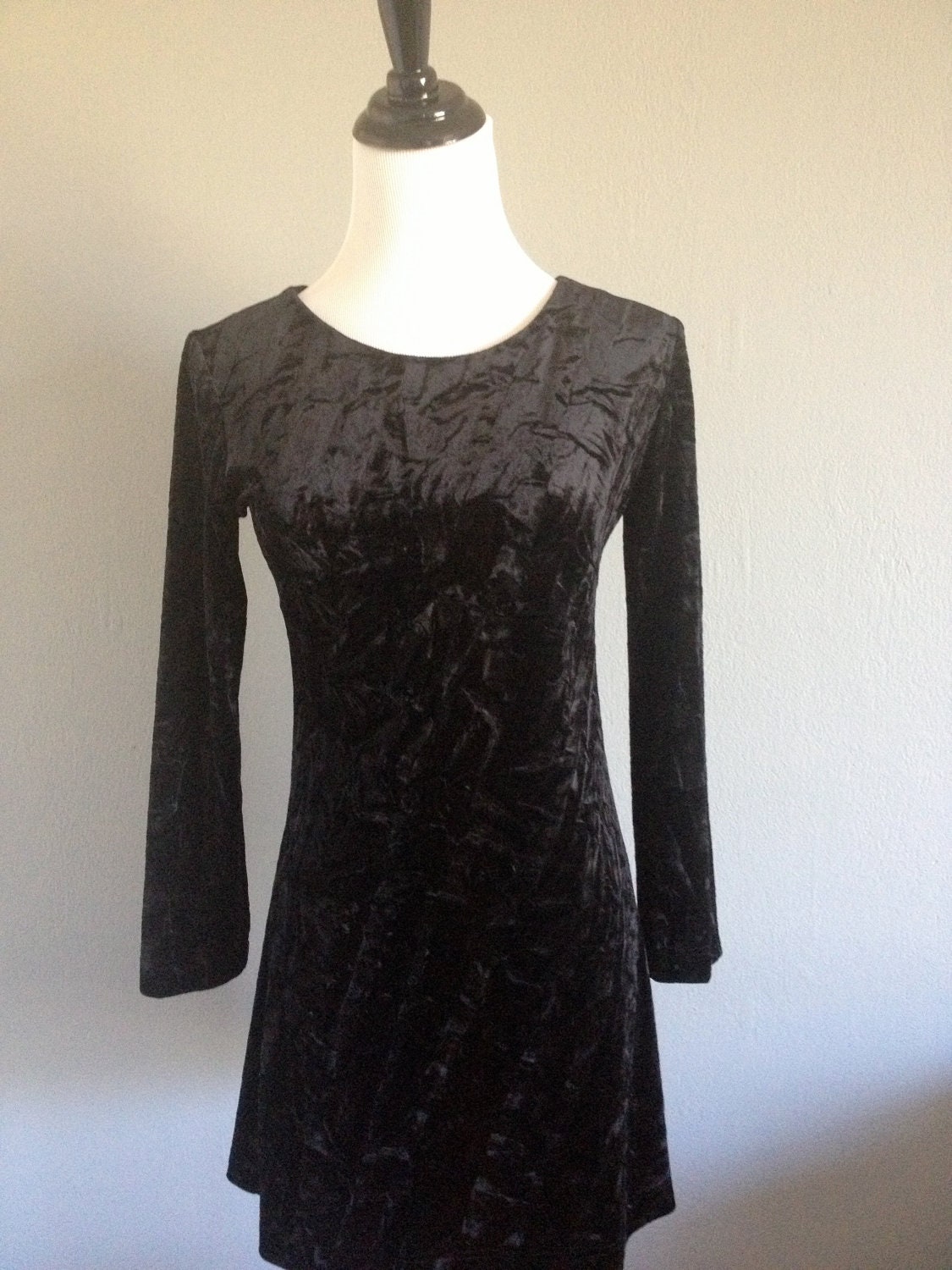 Black Crushed Velvet Mini Dress by WeAreCrimsonClover on Etsy