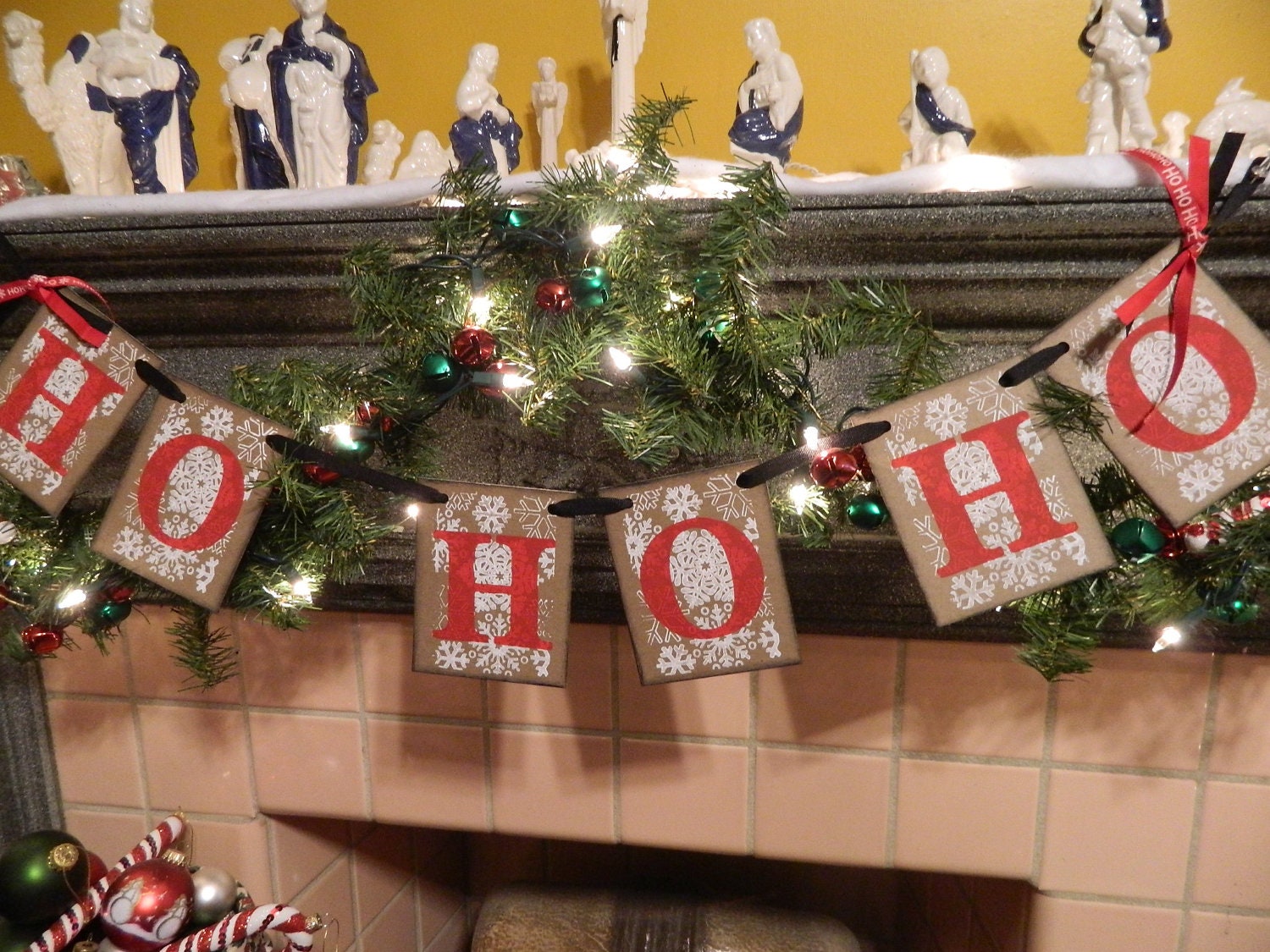 HO HO HO Banner/ snowflake banner / Christmas Banner