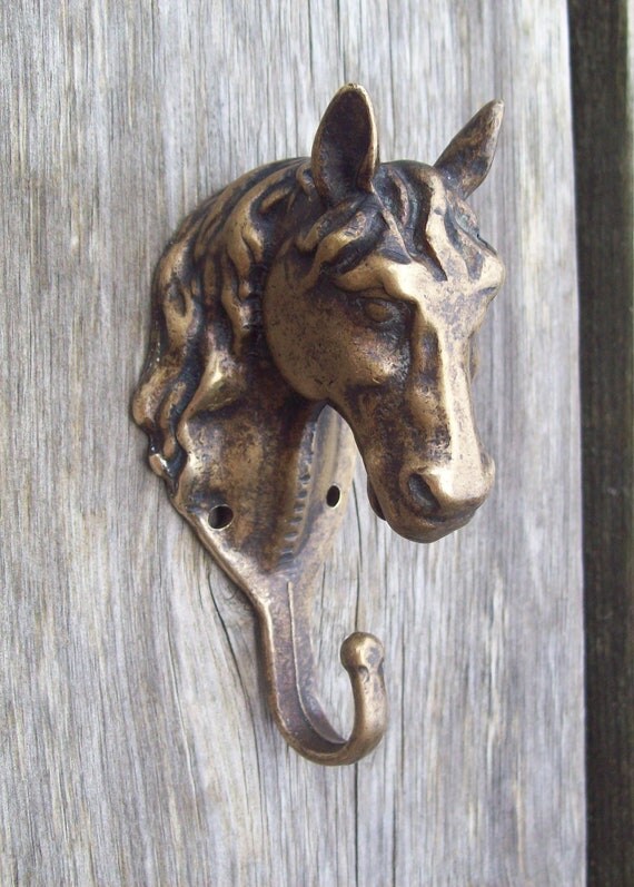 Vintage Horse Head Single Wall Hook / Equestrian Decor