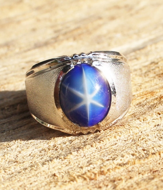 Vintage Men's Star Sapphire Ring Gold Plated