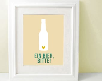 Ein Bier, Bitte Kitchen Wall Art, One Beer, Please, Funny Poster, Modern Home Decor, Wall Decoration SALE buy 2 get 3, Bier Bottle, German