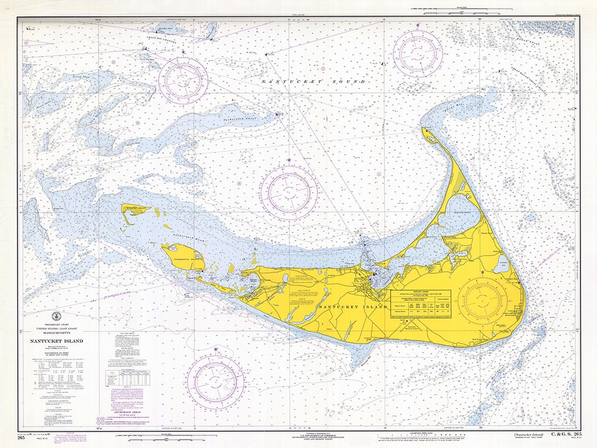 1969 Nautical Chart of Nantucket