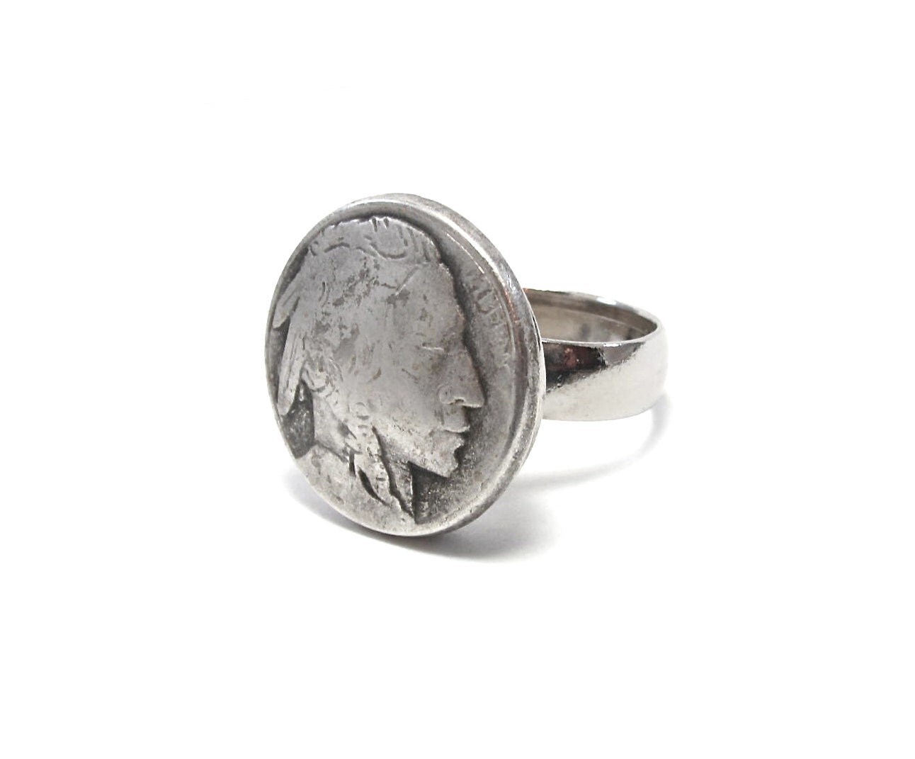 Indian Head / Buffalo Nickel Ring Silver by GalvestonTradingCo