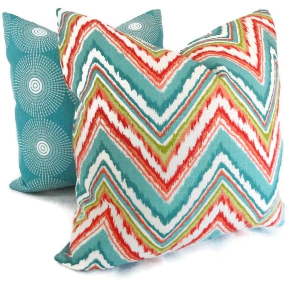 Orange And Turquoise Throw Pillows