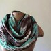 Tie Dyed Chunky Scarf - Oversized Extra Long Scarf - Seafoam Green, Brown, Taupe - Bohemian