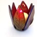 Fused Glass Votive Candle Holder Autumn Leaves Silver Purple Copper 514