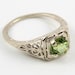 Edwardian Art Deco ring 14K white Gold Peridot