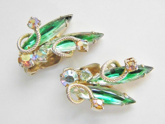 Vintage Juliana Green Rhinestone Earrings By Grandvintagefinery 2858