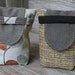 Small Reusable Gift Bags Autumn Upholstery Fabric Charcoal Gray Green Gold Leaf Print Party Favors (set of 2) --US Shipping Included
