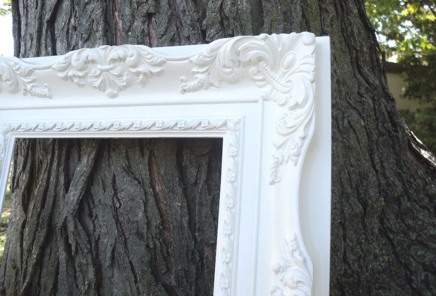 Large Antique White Picture Frame Wedding Photo Prop Baroque