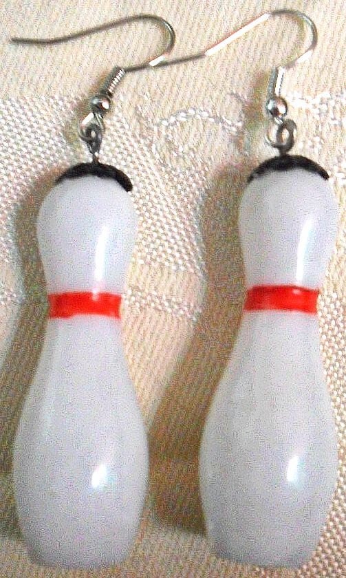 Bowling Pin Earrings and Bowling Ball Necklace Jewelry Set