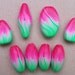 Polymer Clay Beads, Handmade, set of eight, red and green, Watermelon Blossoms