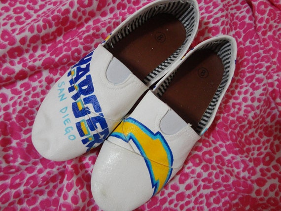 Handpainted shoes like Toms Los Angeles Chargers football