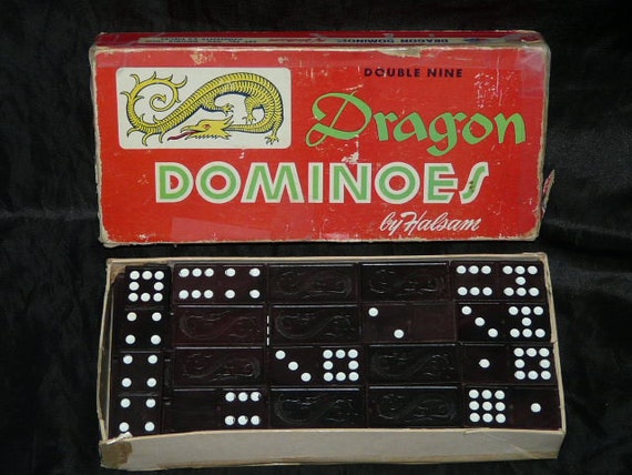 Vintage Dragon Double Nine Dominoes by Halsam by FoundinAlaska