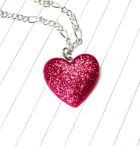 Items similar to pink heart necklace pink heart jewelry pink heart