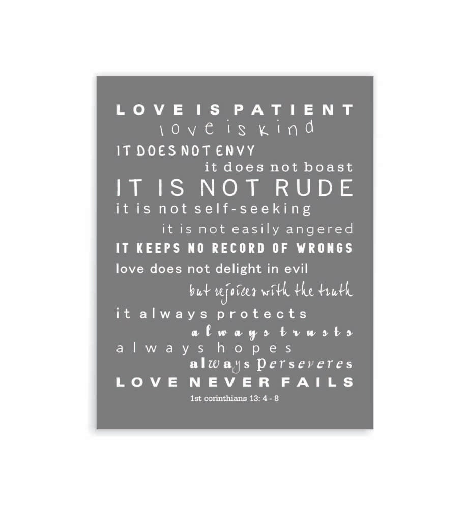 Love Is Patient Love is Kind Scripture Wall Art 1 Corinthians