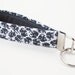 Elephant Key Chain, Handmade Fabric Key Fob, Little Charcoal Grey Elephants