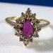 Fine Vintage 14k Oval .85 carat Ruby Diamond Halo Ring with old Appraisal