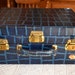 Double Compartment Faux Alligator Train Case