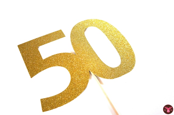 Photo Booth Props GLITTERY GOLD 50 on a stick 50th