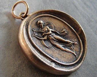 Dance, Music and Song Terpsichore Wax Seal Pendant - antique wax seal jewelry charm Dancer Muse in bronze by RQP Studio