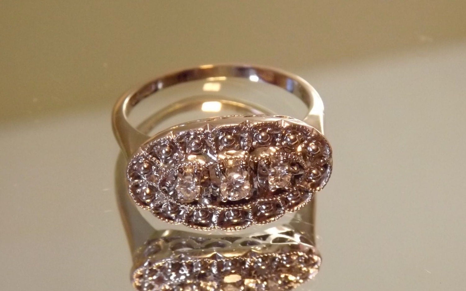 Vintage Princess Diamond Ring/14K White Gold/Art Deco