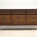 SOLD Vintage Mid Century Nine Drawer Walnut Lowboy Dresser - Bassett Furniture
