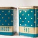 Polka Dotted Teal Tin Canisters - Kitchen Tin Boxes - Storage boxes Soviet