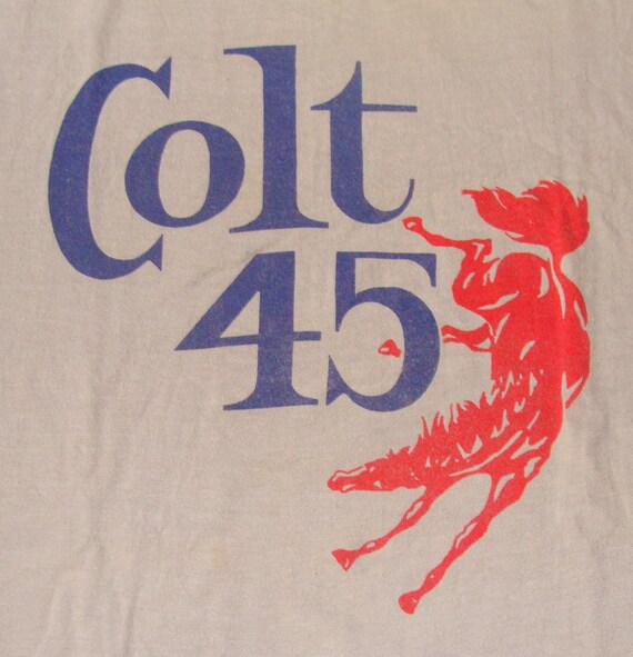 Vintage 80s Colt 45 Beer Grey T Shirt