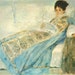 Antique Print 1960s, Monet, 1800s French, beautiful wall art vintage illustration blue
