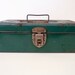 Vintage Metal Box Green with Tray Union Steel Utility Box Rustic Industrial Storage