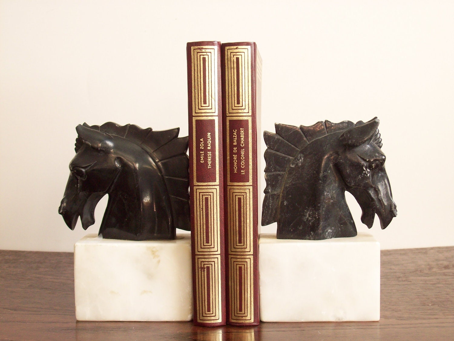 Marble Stallion Bookends Vintage