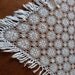 Antique French crocheted tablecloth w fringes, handworked crochet white table cloth diningtable linens w roses, arts and craft