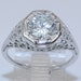 Antique Art Deco 18K White Gold 1 ct Diamond Solitaire Filigree Engagement Ring