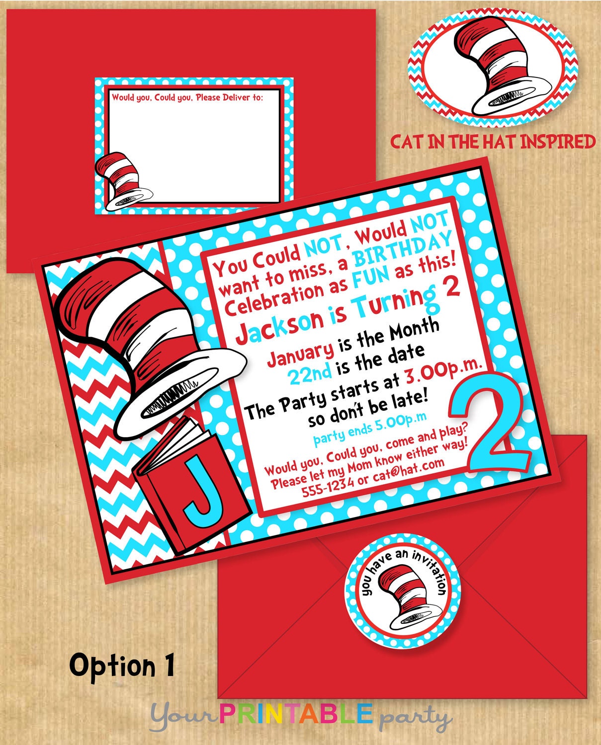 Cat In The Hat Inspired Party Invitation By Yourprintableparty