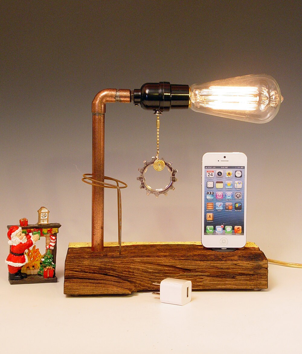 iPhone iPod dock AND table lamp. iPhone 3 4 5. Recycled