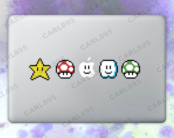 Super Mario Inspired 8bit Power Ups Color Vinyl Sticker for