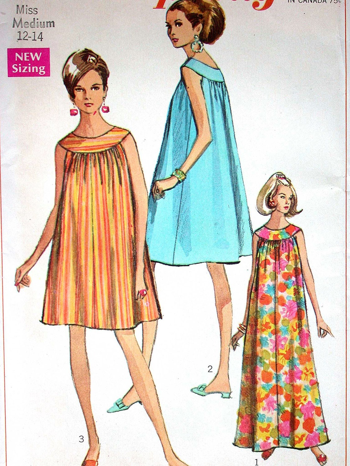 Simplicity Dress Pattern No 7597 UNCUT Vintage 1960s Size 12