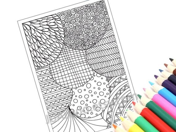 Abstract Art Coloring Pattern Zentangle Inspired Printable