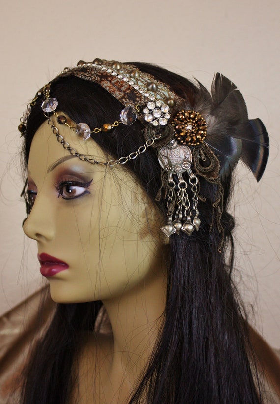 Tribal Fusion Headpiece Turkish Coffee Bellydance Headdress