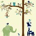 Jungle wall decal tree set - patterned vinyl wall decal - Custom listing for A.