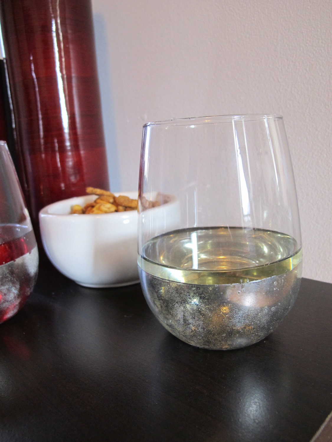 Stemless Silver Mirrored Wine Glasses