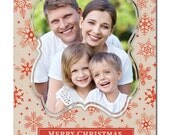 Modern Photo Christmas Card Rustic Snowflakes Kraft Red Holiday Card Greeting Card DIY Digital or Printed - Lamond style Il_170x135